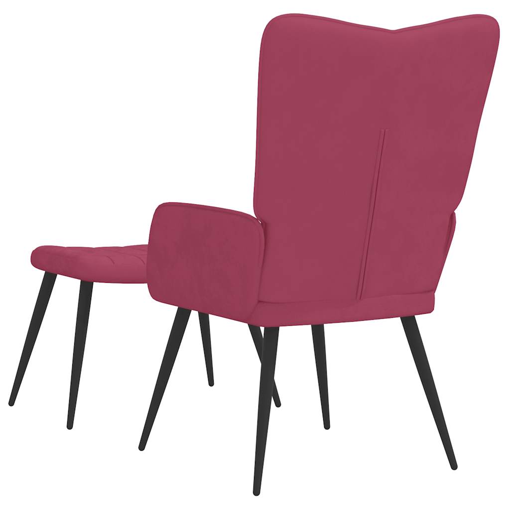 Chaise de relaxation avec tabouret Rouge bordeaux Velours Fauteuils vidaXL   