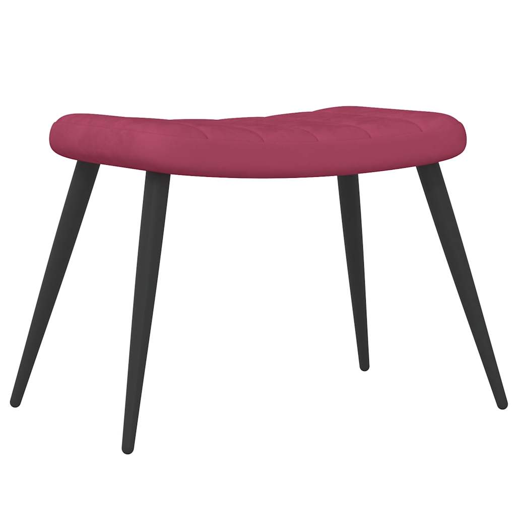 Chaise de relaxation avec tabouret Rouge bordeaux Velours Fauteuils vidaXL   