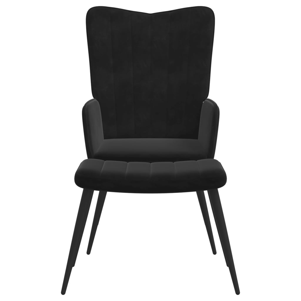 Chaise de relaxation avec tabouret Noir Velours Fauteuils vidaXL   