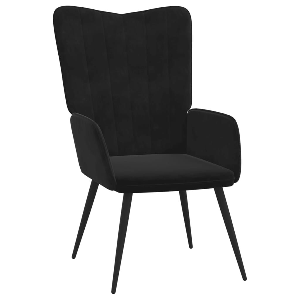 Chaise de relaxation avec tabouret Noir Velours Fauteuils vidaXL   