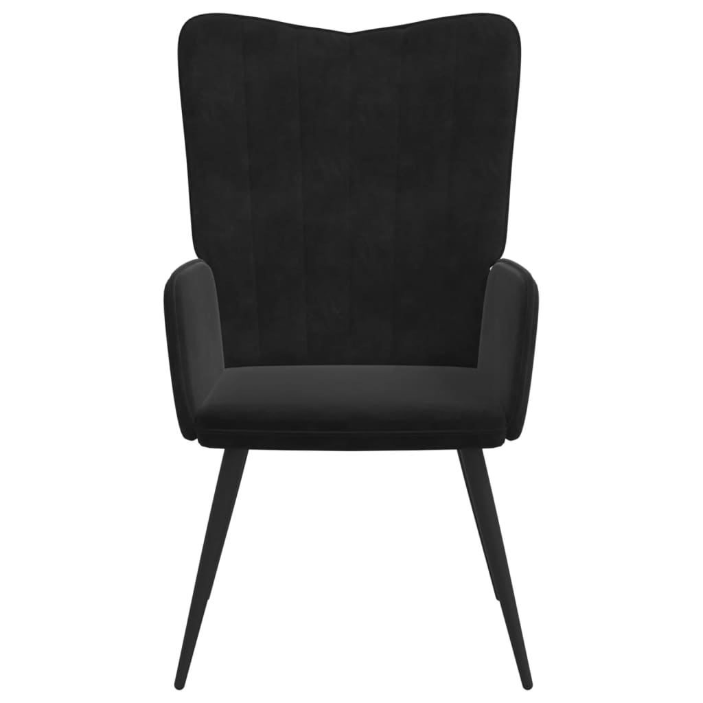 Chaise de relaxation avec tabouret Noir Velours Fauteuils vidaXL   