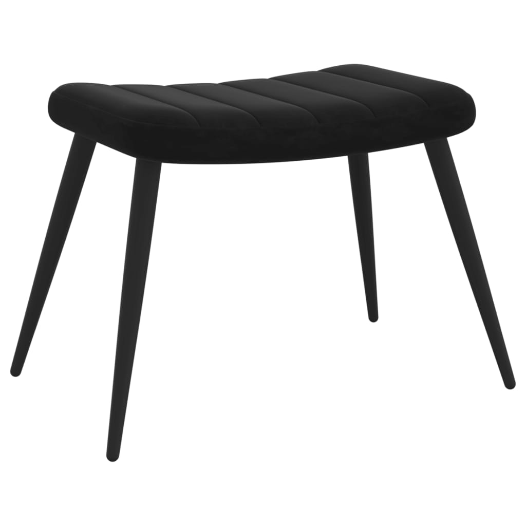 Chaise de relaxation avec tabouret Noir Velours Fauteuils vidaXL   