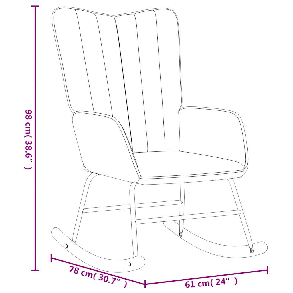 Chaise à bascule Gris clair Velours Fauteuils à bascule vidaXL   