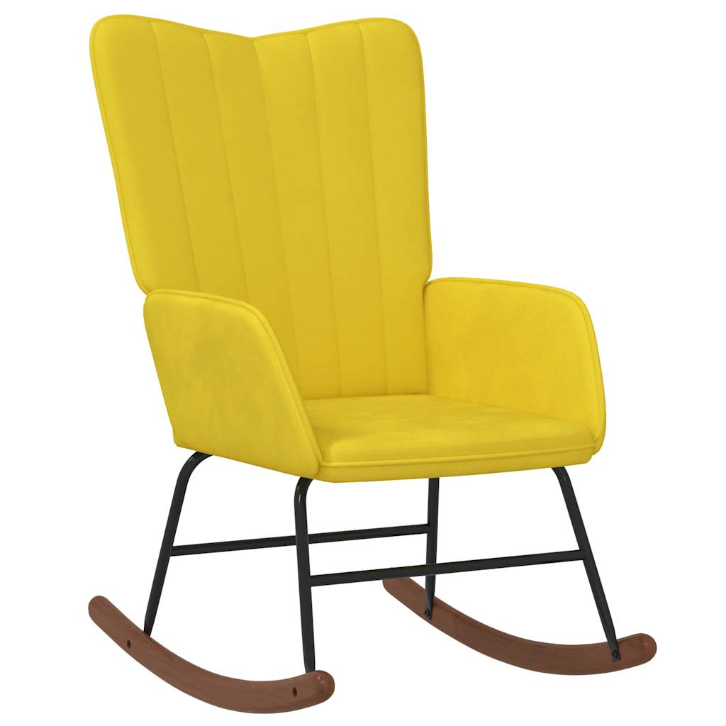 Chaise à bascule Jaune moutarde Velours Fauteuils à bascule vidaXL   