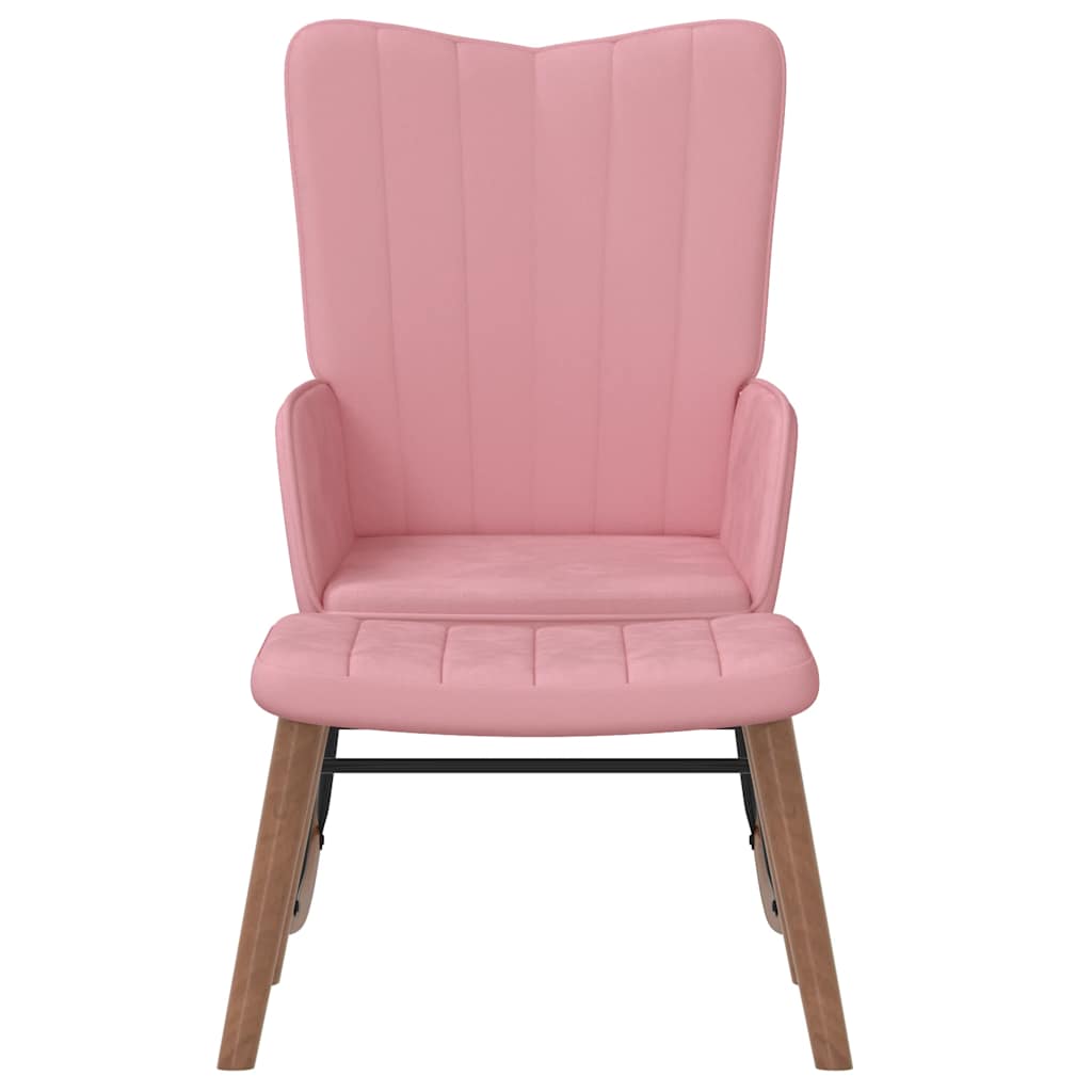 Chaise à bascule avec repose-pied Rose Velours Fauteuils à bascule vidaXL   