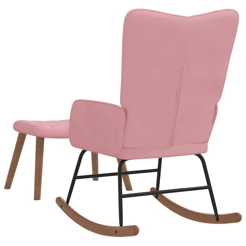 Chaise à bascule avec repose-pied Rose Velours Fauteuils à bascule vidaXL   