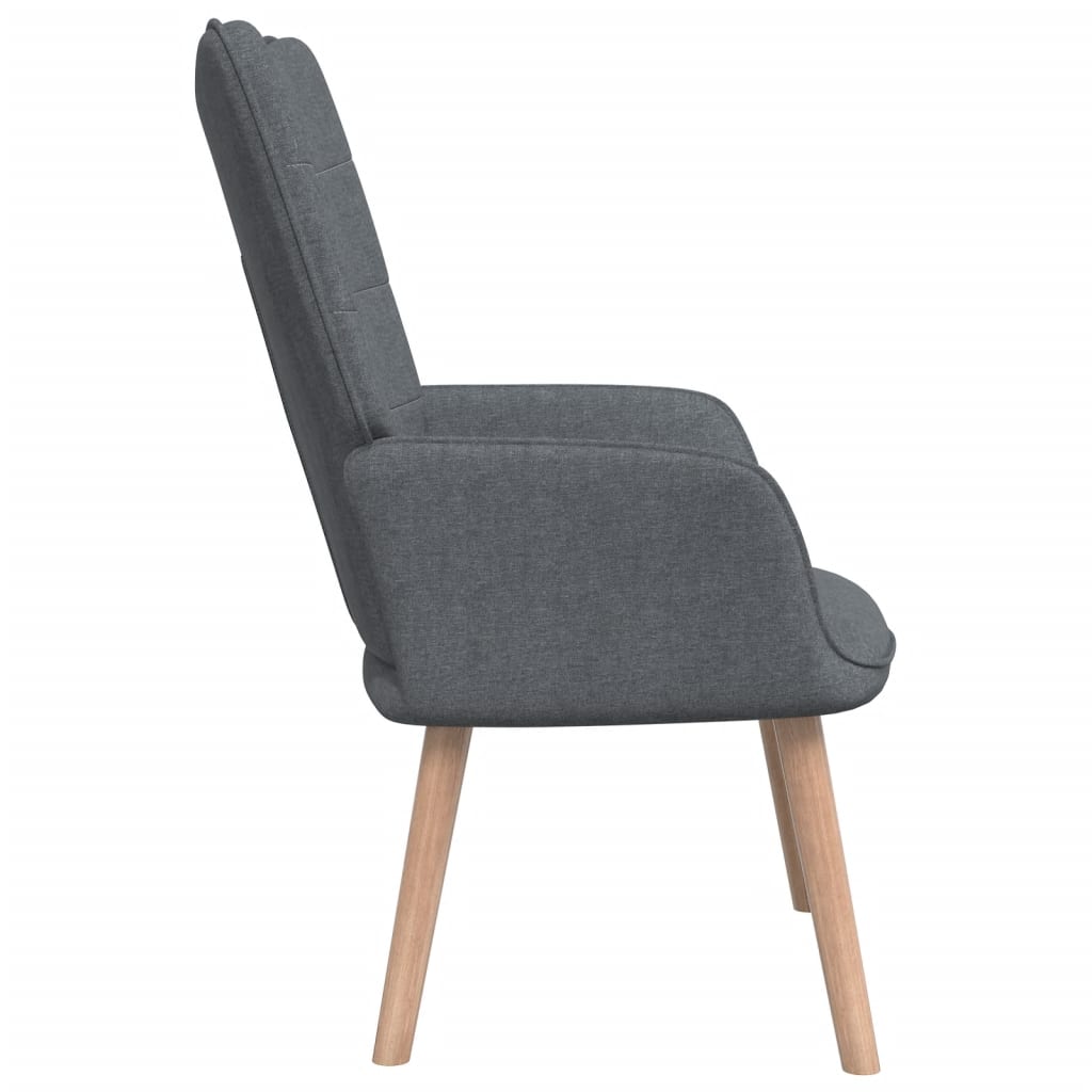 Chaise de relaxation avec tabouret Gris foncé Tissu Fauteuils vidaXL   