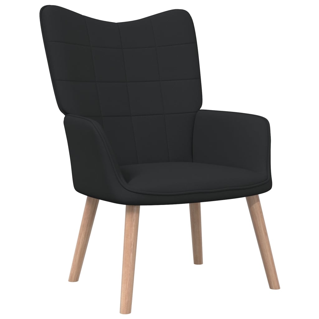 Chaise de relaxation avec tabouret Noir Tissu Fauteuils vidaXL   