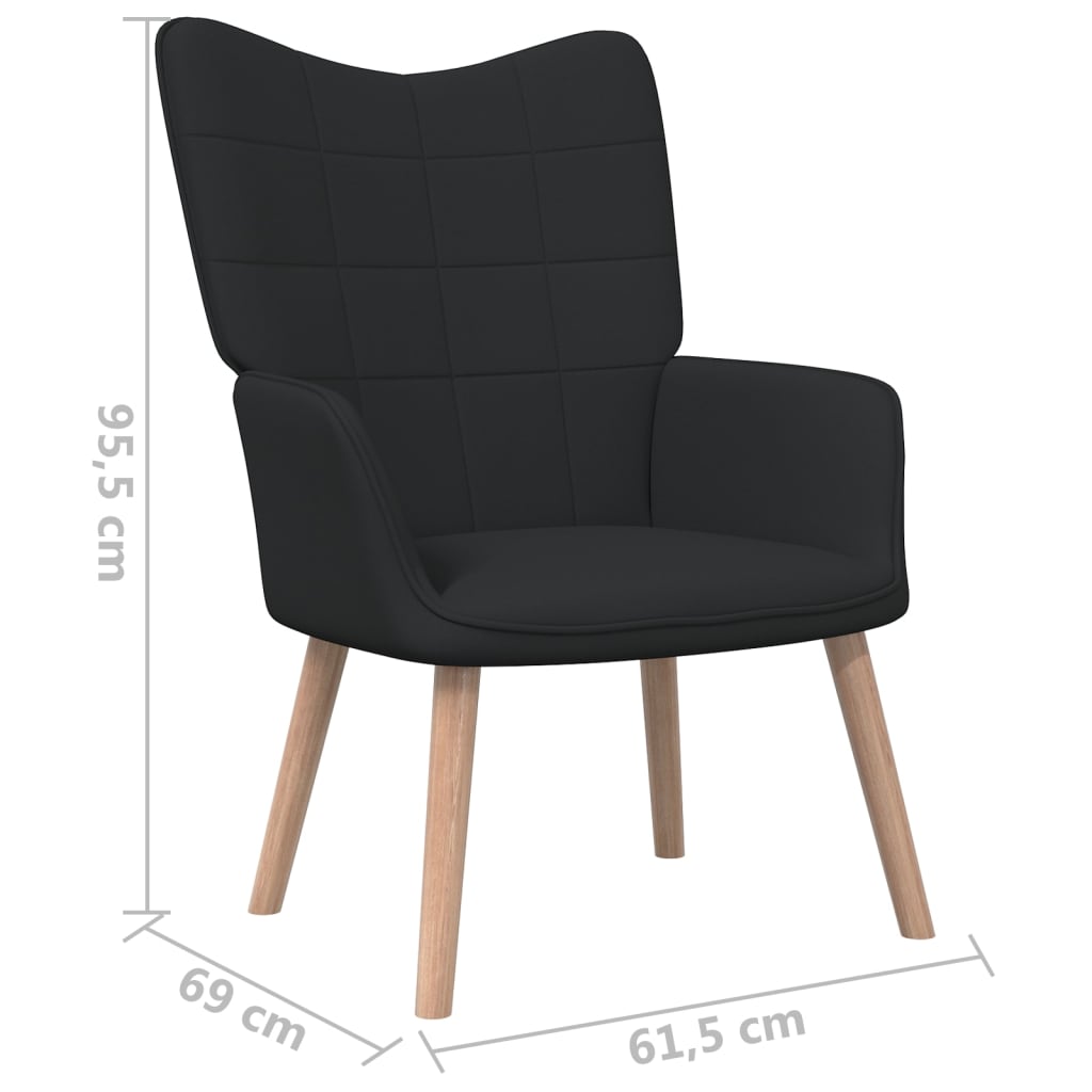 Chaise de relaxation avec tabouret Noir Tissu Fauteuils vidaXL   