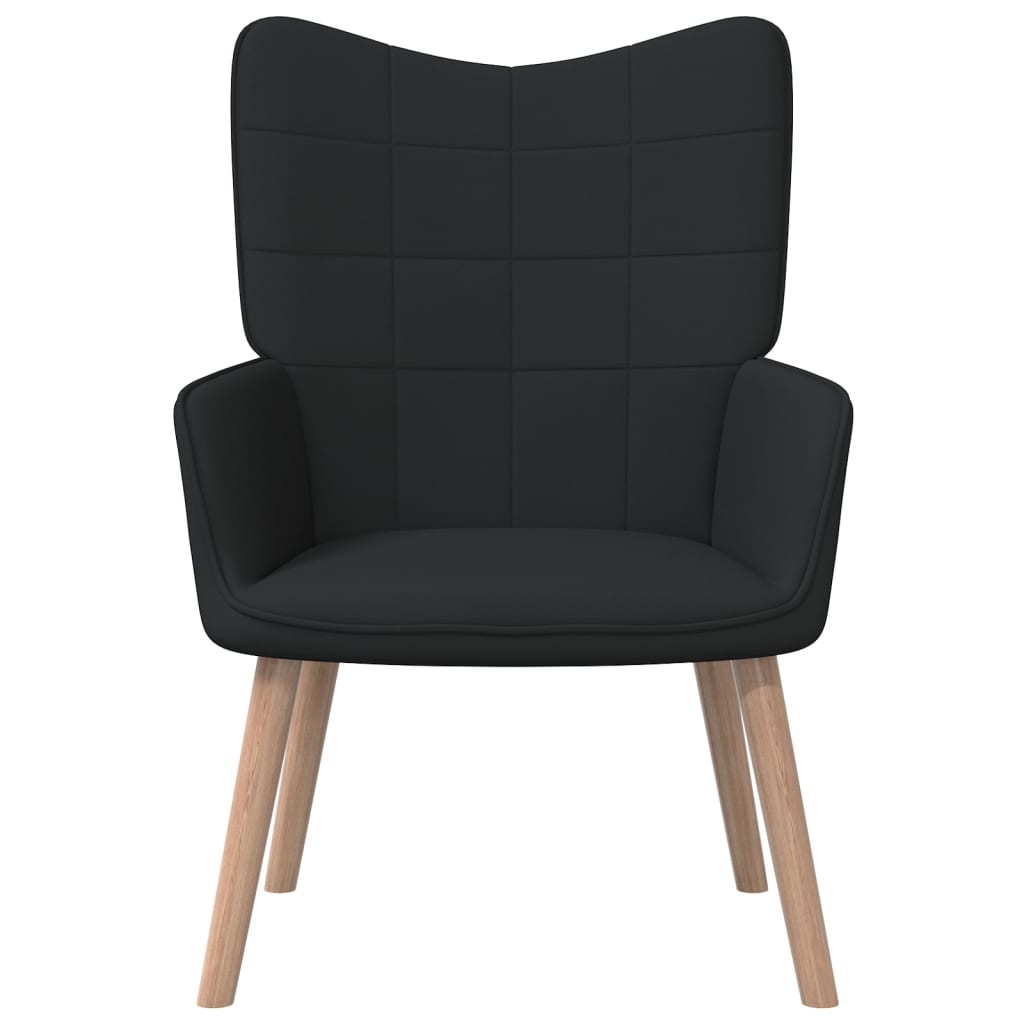 Chaise de relaxation avec tabouret Noir Tissu Fauteuils vidaXL   