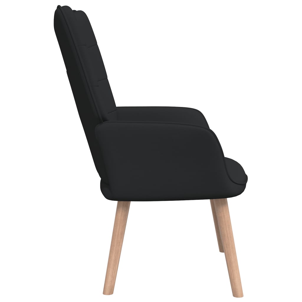 Chaise de relaxation avec tabouret Noir Tissu Fauteuils vidaXL   