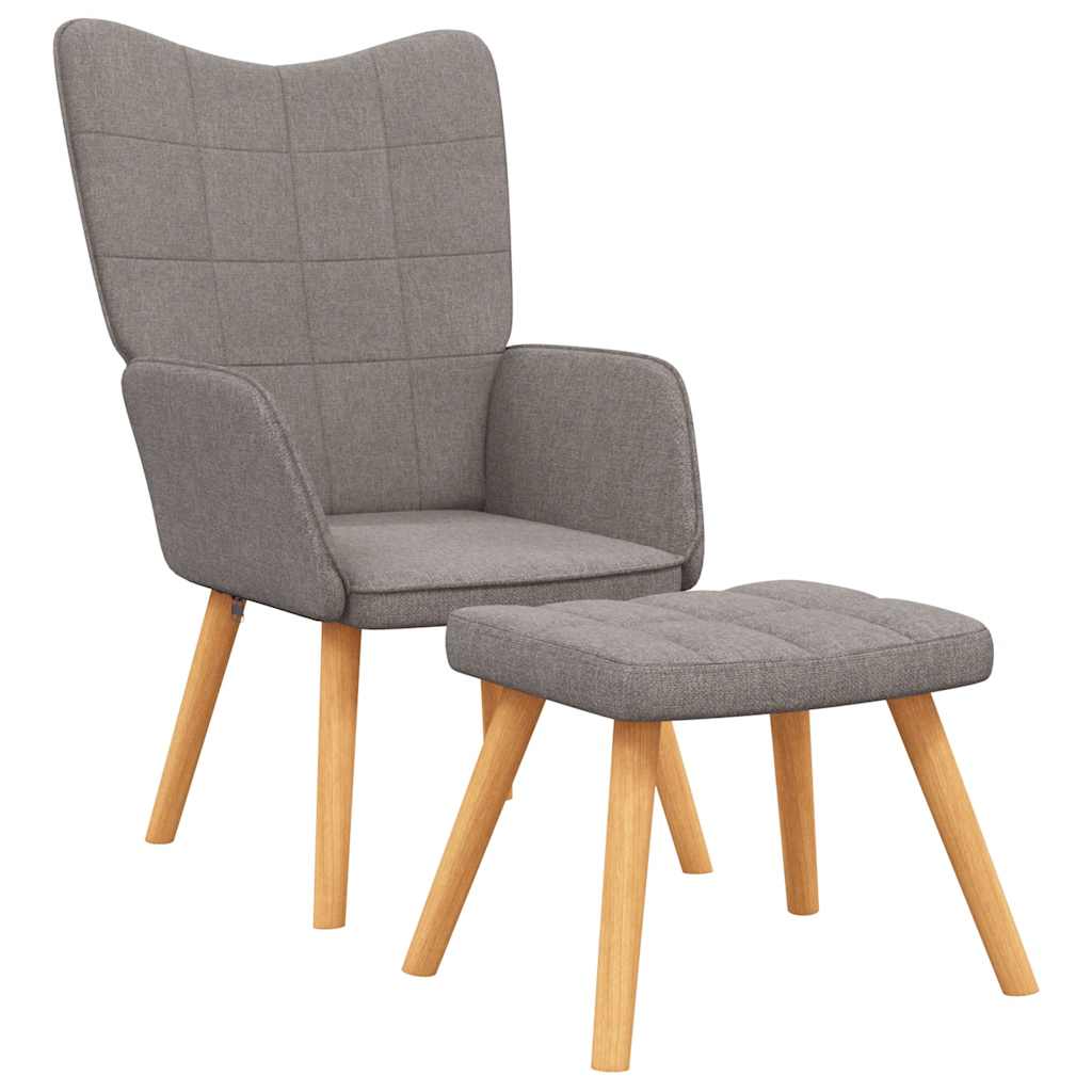 Chaise de relaxation avec tabouret Taupe Tissu - Xios Store SNC