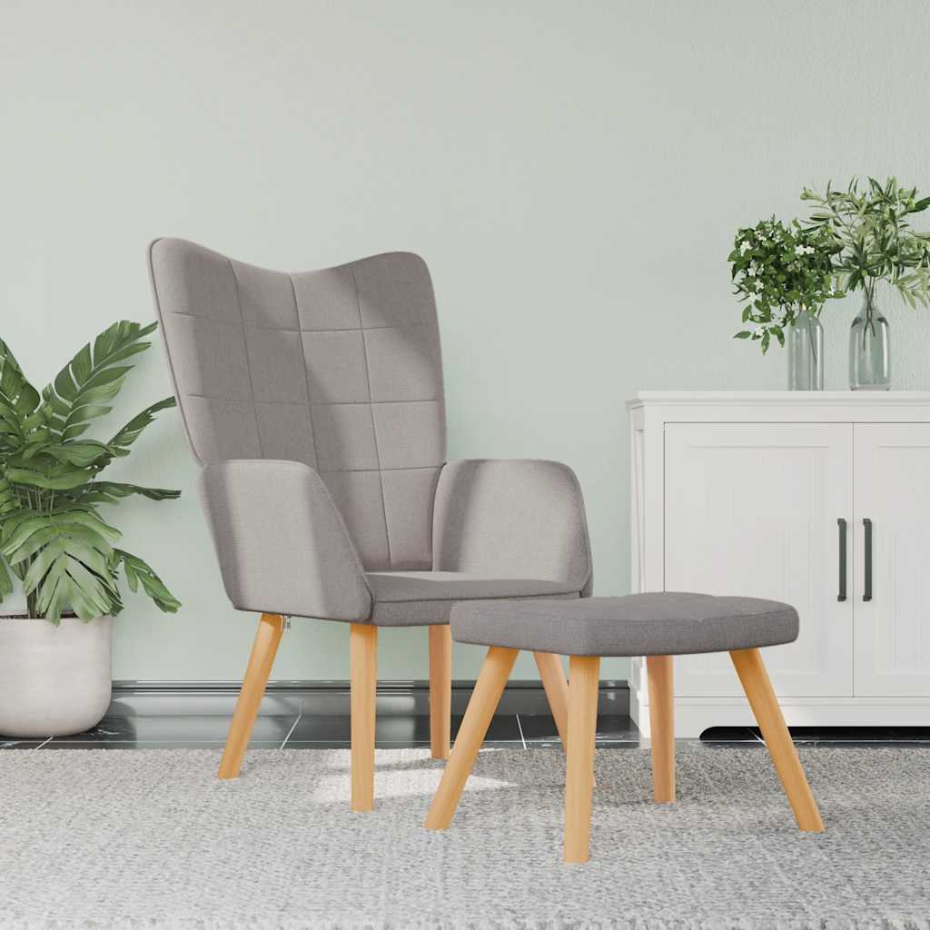 Chaise de relaxation avec tabouret Taupe Tissu - Xios Store SNC