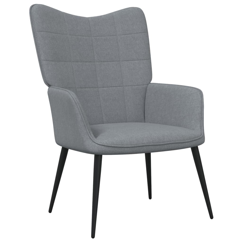 Chaise de relaxation avec tabouret Gris clair Tissu Fauteuils vidaXL   