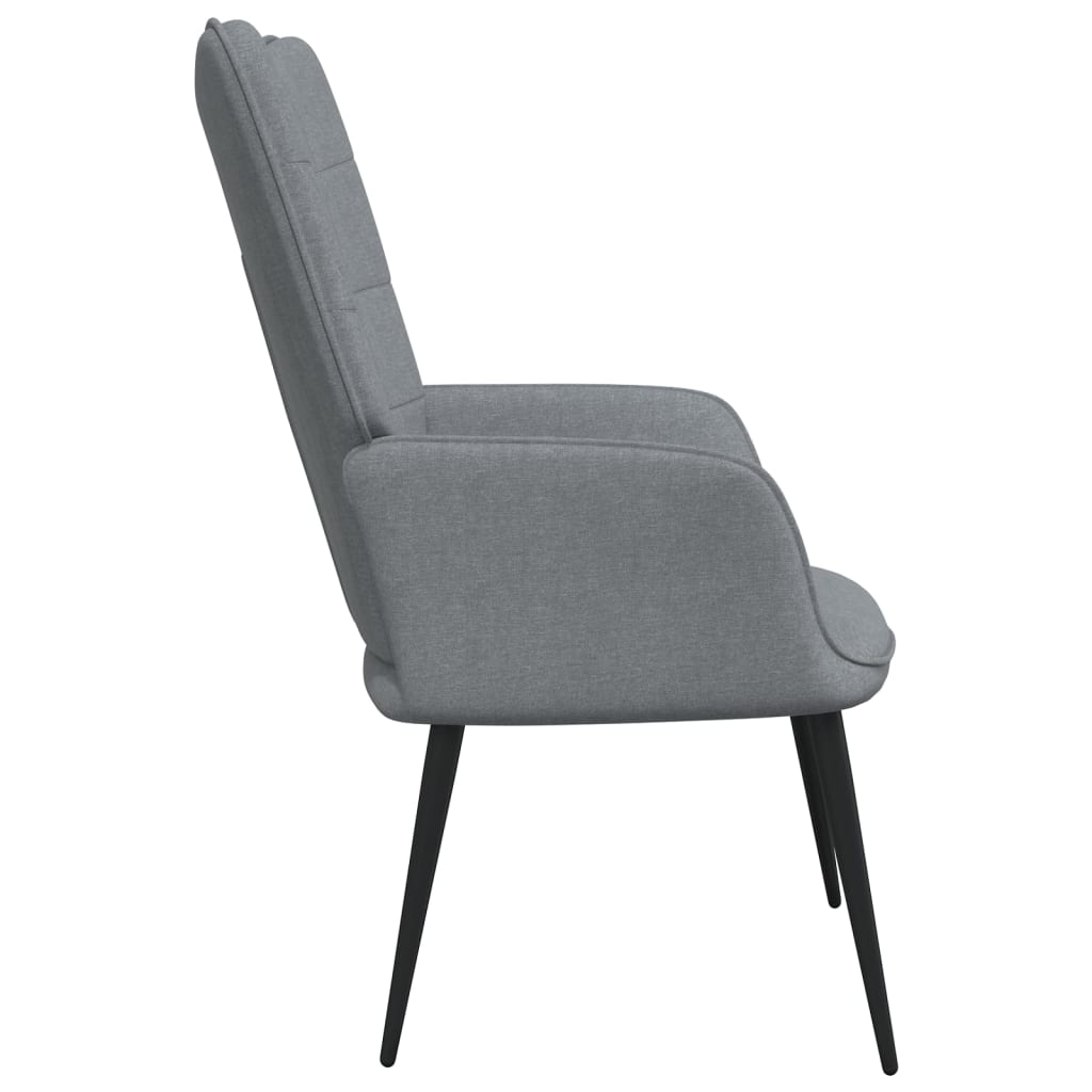 Chaise de relaxation avec tabouret Gris clair Tissu Fauteuils vidaXL   