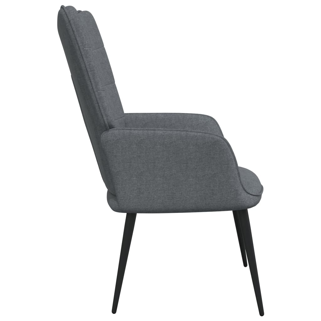 Chaise de relaxation avec tabouret Gris foncé Tissu Fauteuils vidaXL   