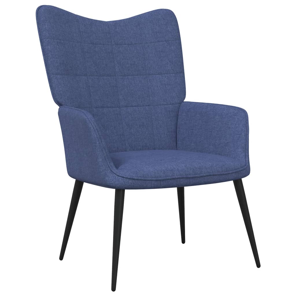 Chaise de relaxation avec tabouret Bleu Tissu Fauteuils vidaXL   