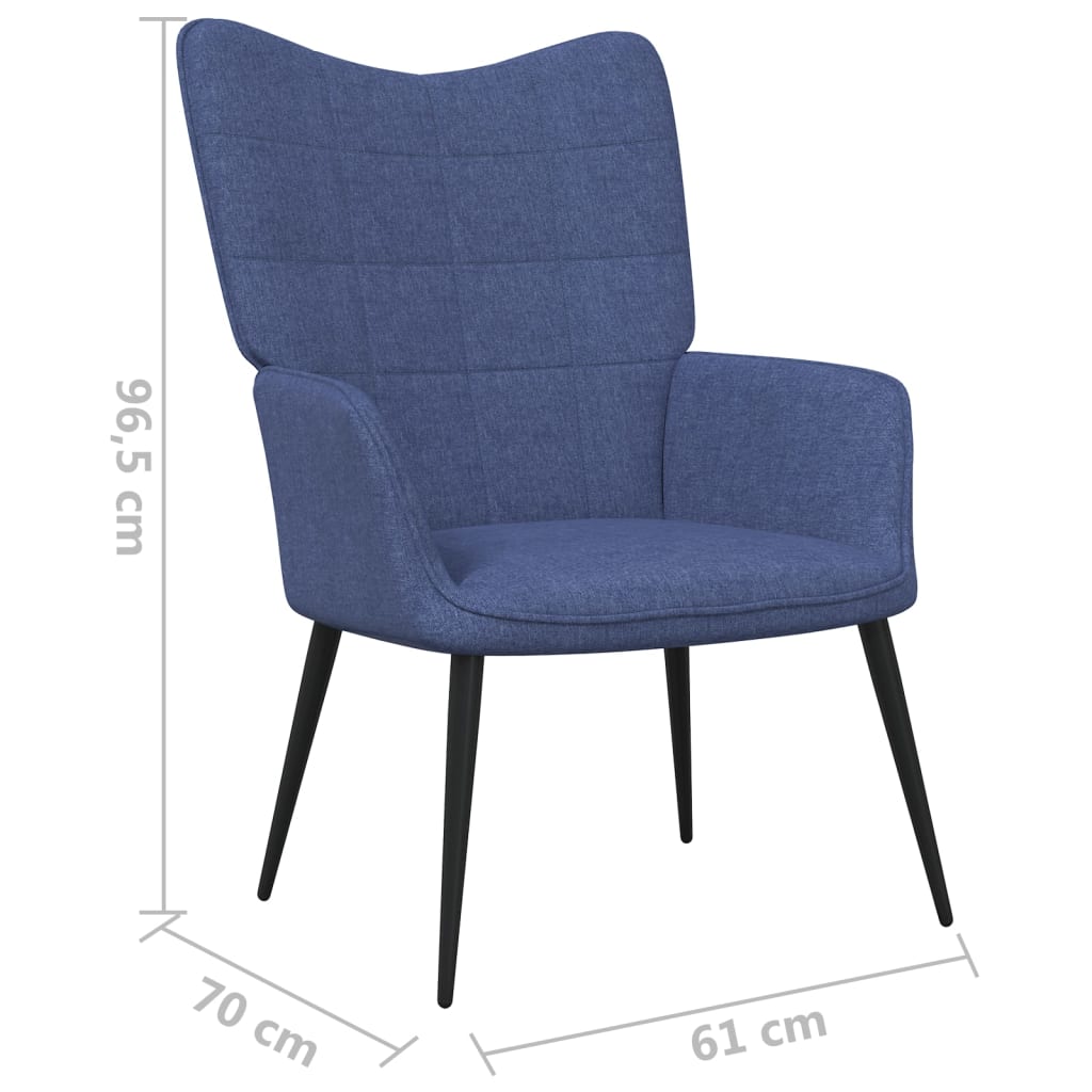 Chaise de relaxation avec tabouret Bleu Tissu Fauteuils vidaXL   