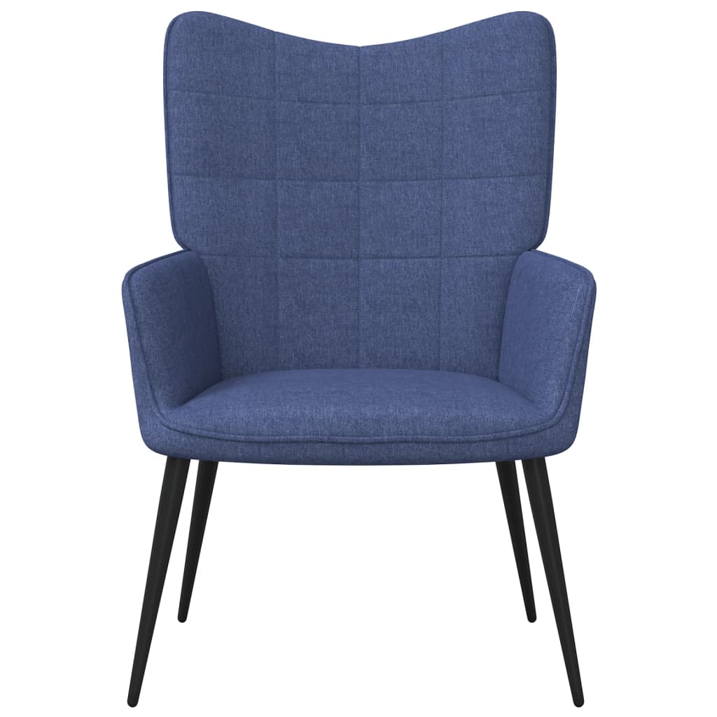 Chaise de relaxation avec tabouret Bleu Tissu Fauteuils vidaXL   