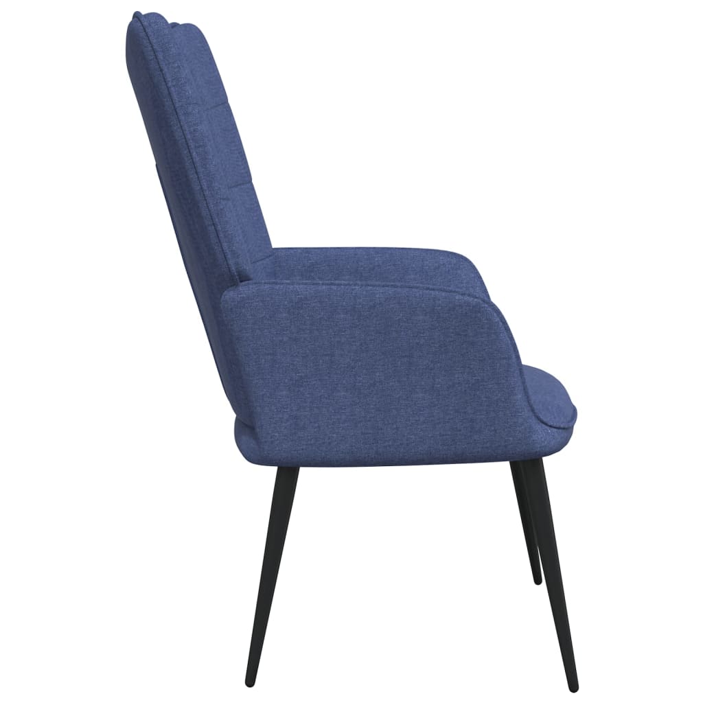 Chaise de relaxation avec tabouret Bleu Tissu Fauteuils vidaXL   