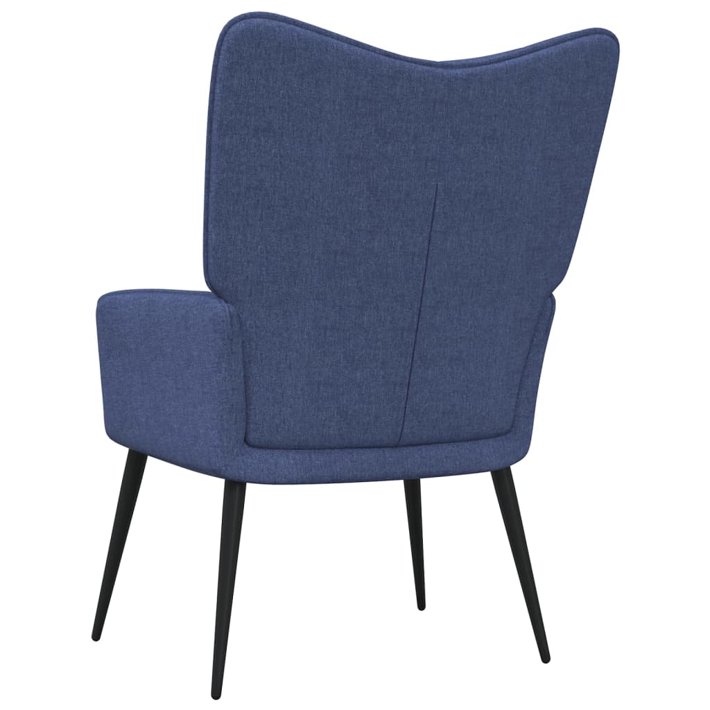 Chaise de relaxation avec tabouret Bleu Tissu Fauteuils vidaXL   