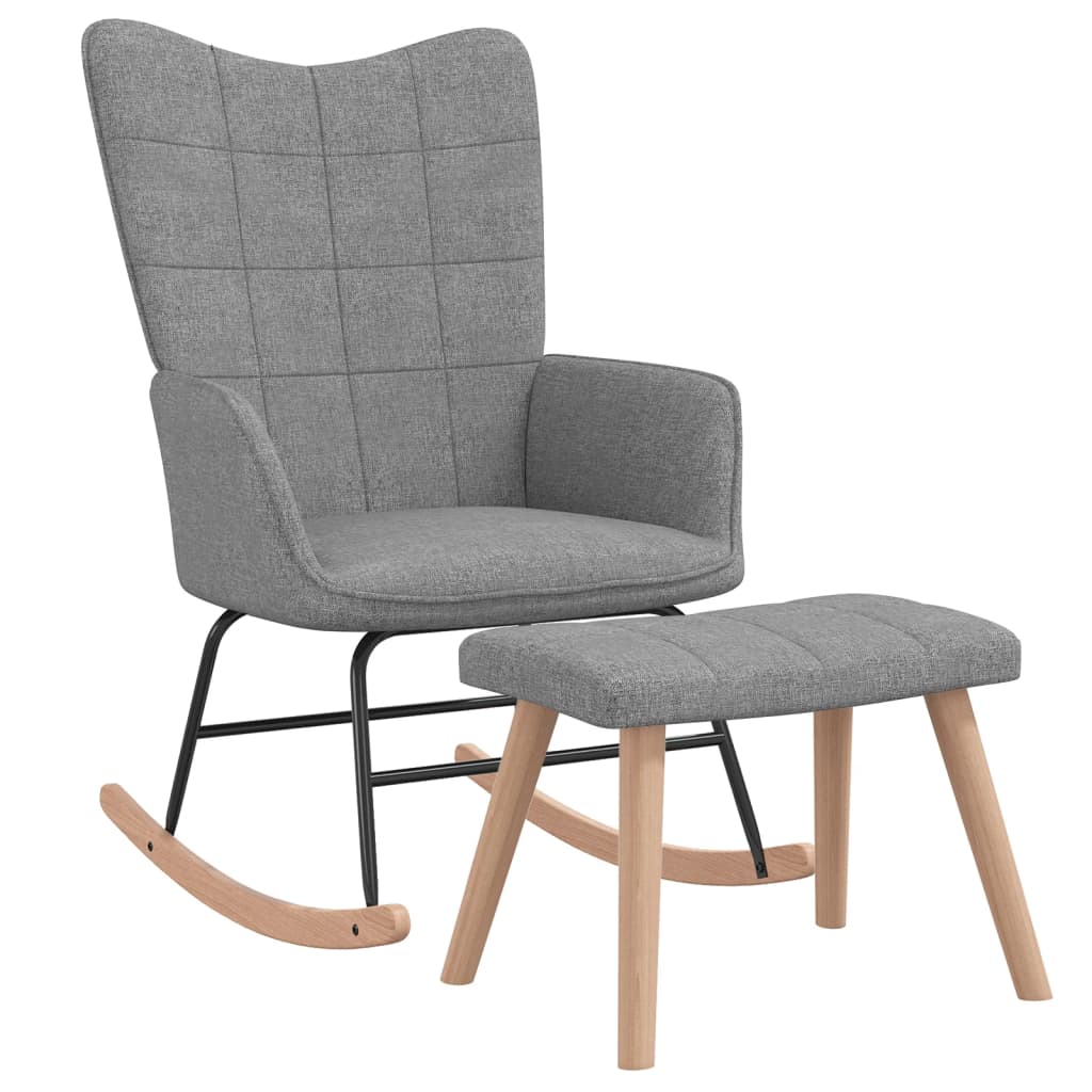 Image Chaise à bascule avec tabouret Gris clair Tissu | Xios Store SNC vidaXL Xios Store SNC