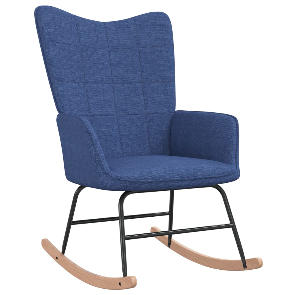 Chaise à bascule avec tabouret Bleu Tissu Fauteuils à bascule vidaXL   