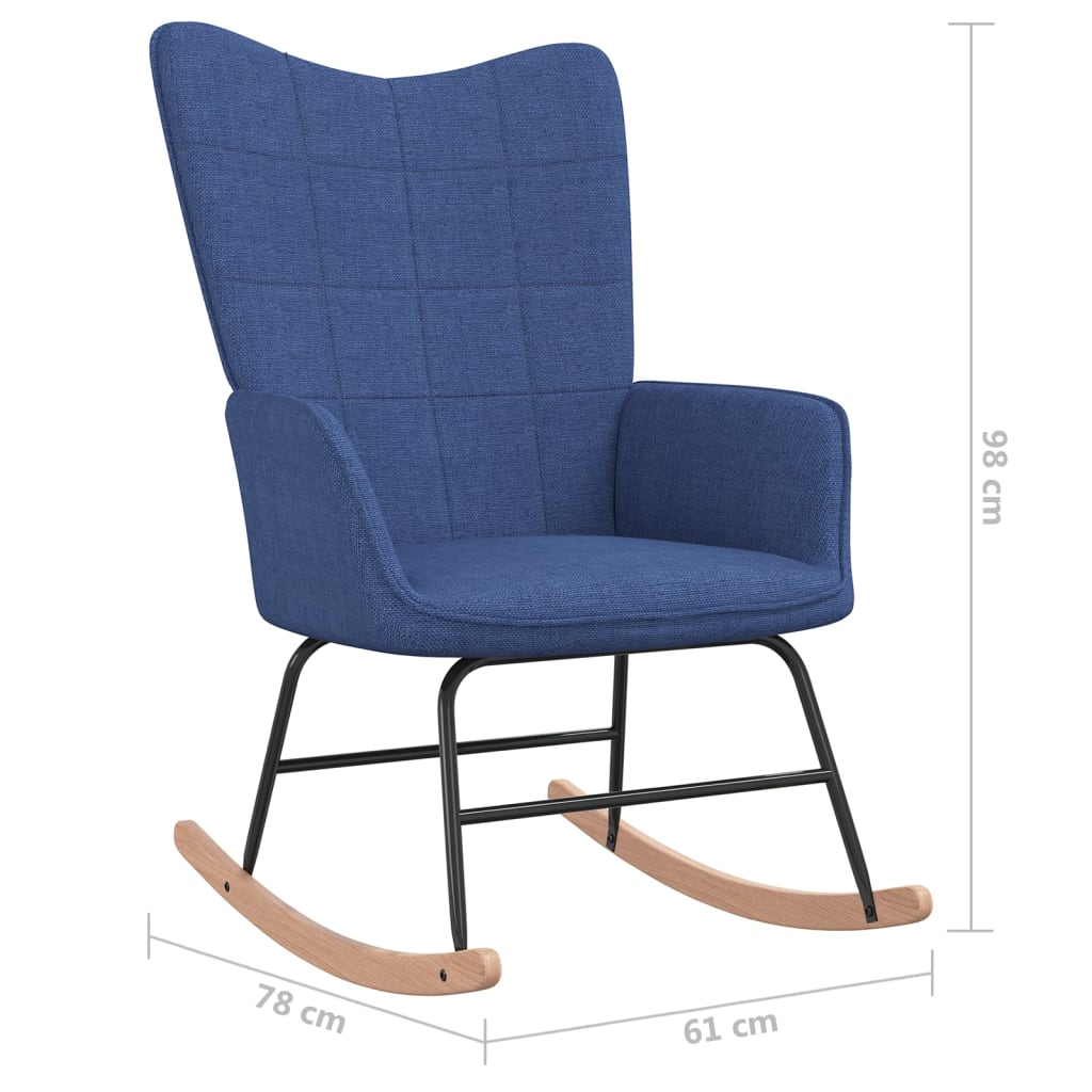 Chaise à bascule avec tabouret Bleu Tissu Fauteuils à bascule vidaXL   