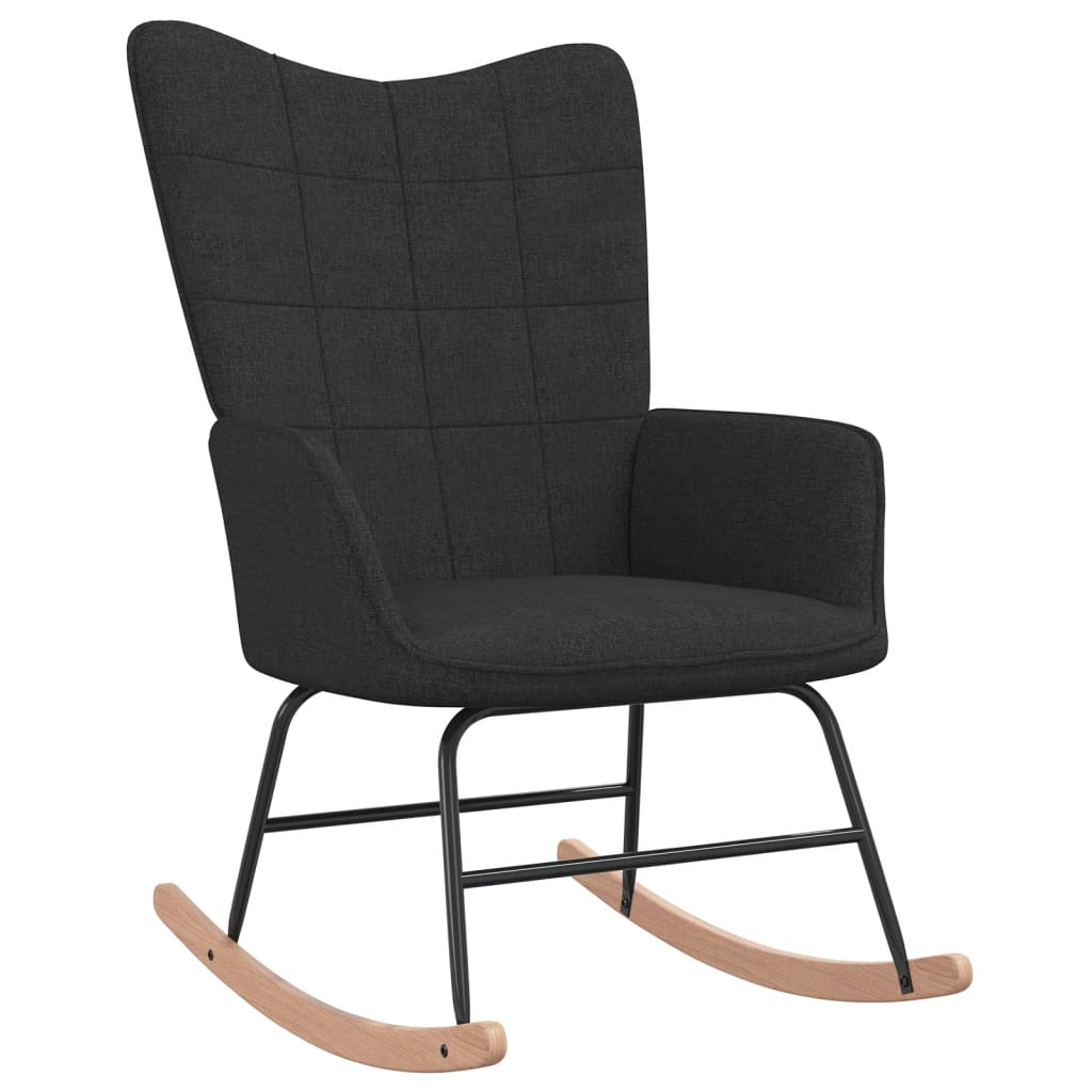 Chaise à bascule avec tabouret Noir Tissu Fauteuils à bascule vidaXL   