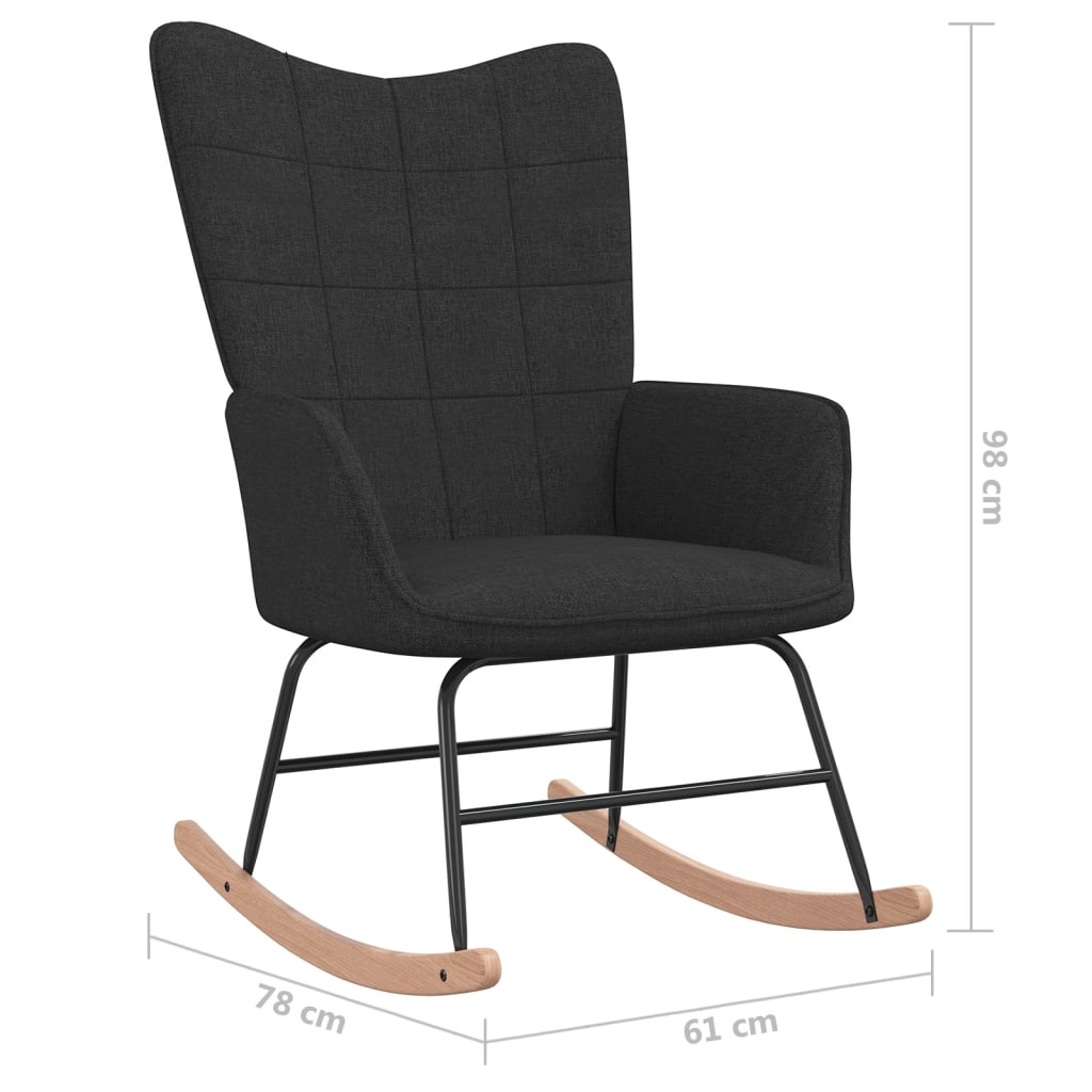 Chaise à bascule avec tabouret Noir Tissu Fauteuils à bascule vidaXL   