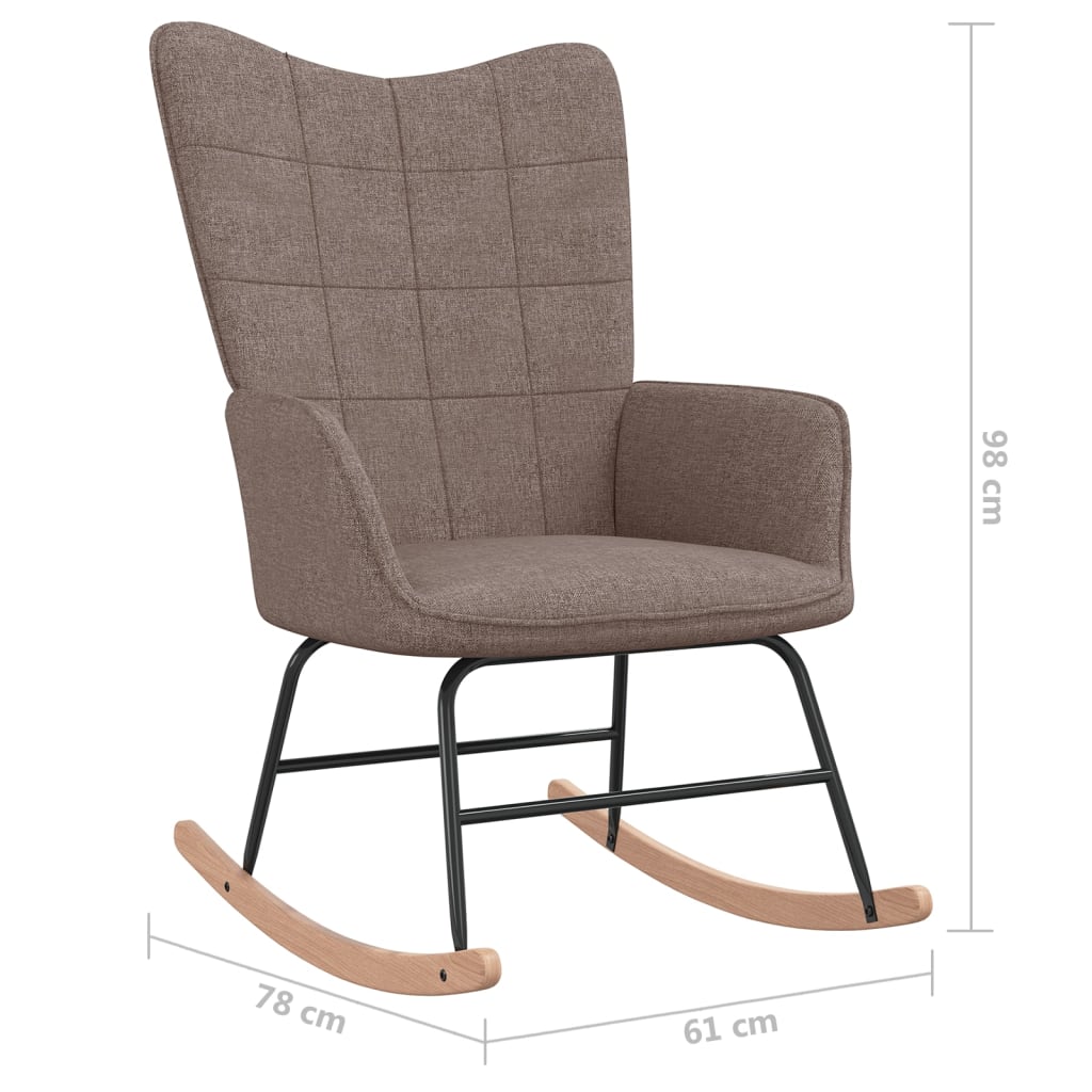 Chaise à bascule avec tabouret Taupe Tissu Fauteuils à bascule vidaXL   