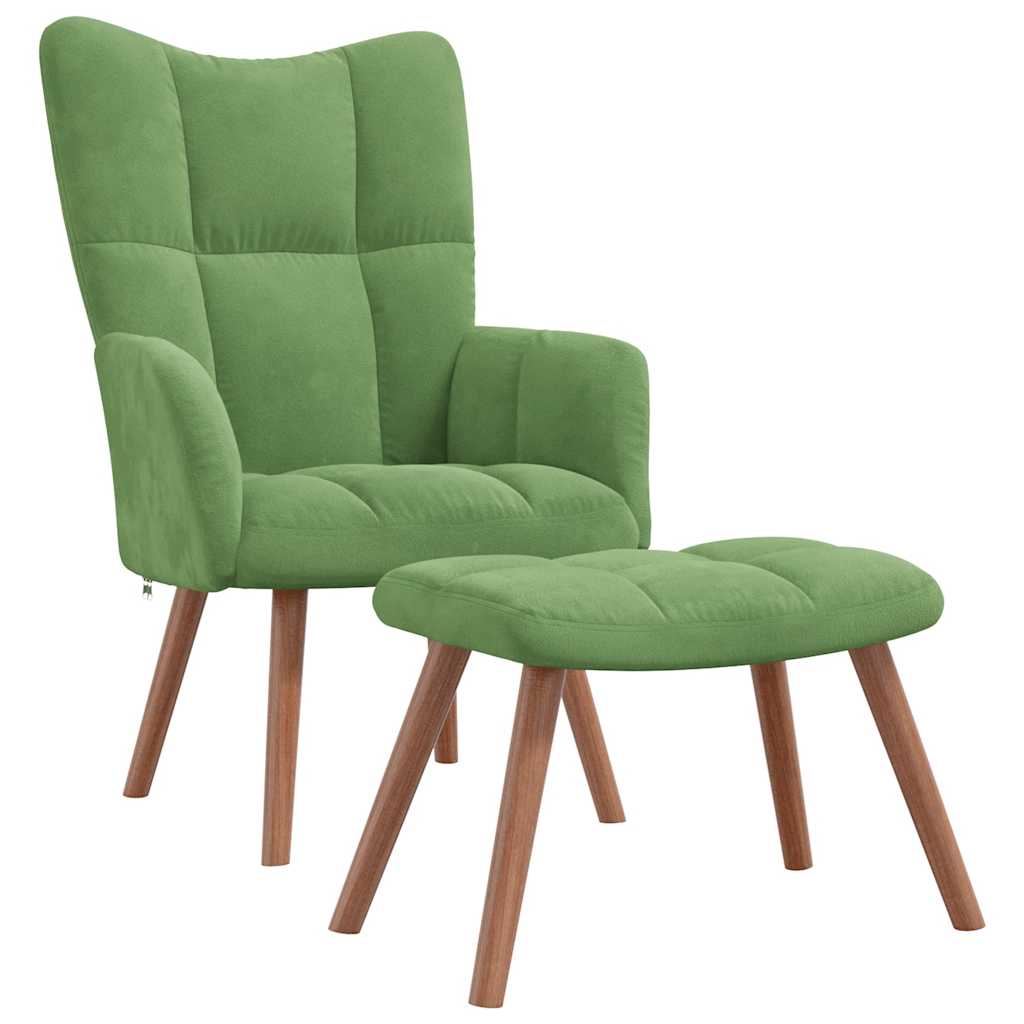 Chaise de relaxation avec repose-pied Vert clair Velours Fauteuils vidaXL