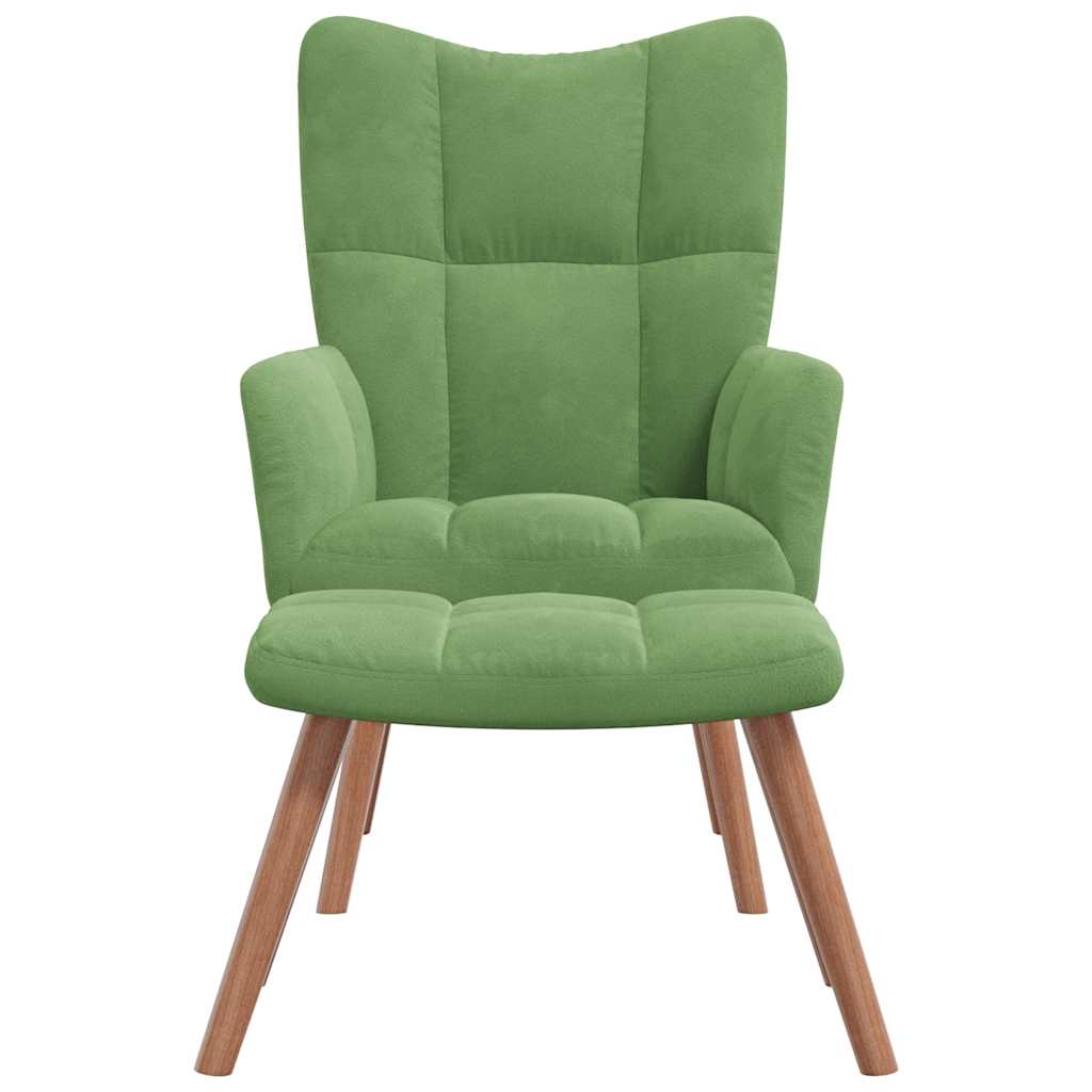 Chaise de relaxation avec repose-pied Vert clair Velours Fauteuils vidaXL