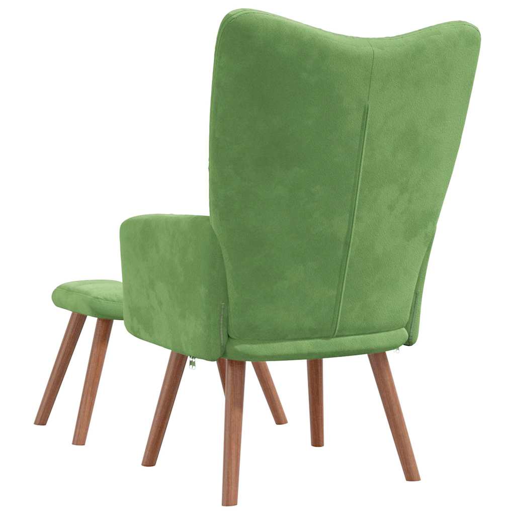 Chaise de relaxation avec repose-pied Vert clair Velours Fauteuils vidaXL