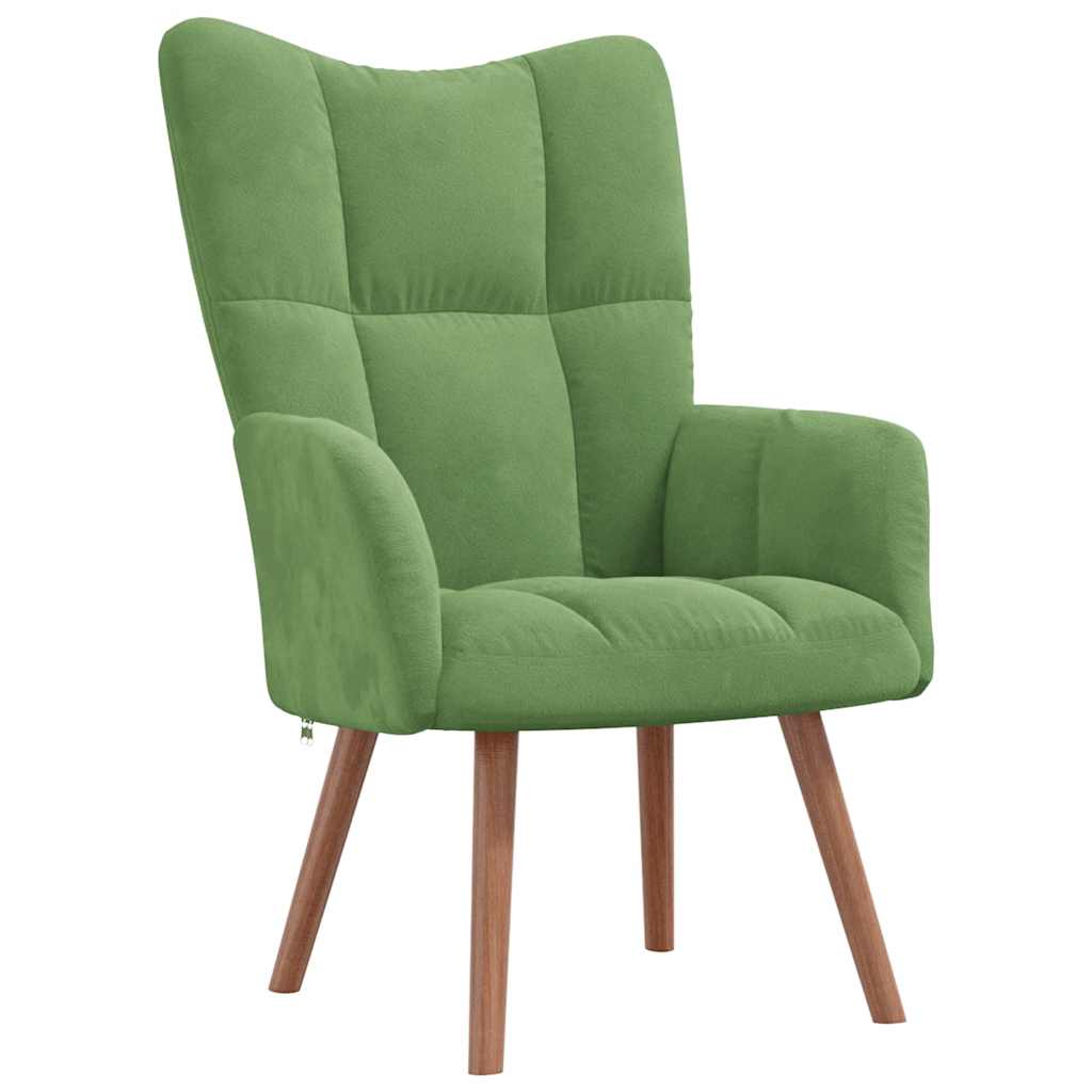 Chaise de relaxation avec repose-pied Vert clair Velours Fauteuils vidaXL