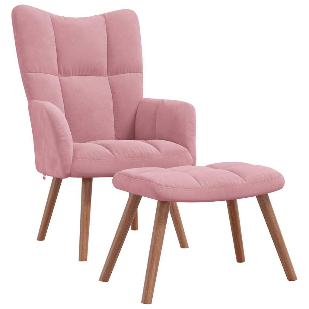 Chaise de relaxation avec repose-pied Rose Velours Fauteuils vidaXL