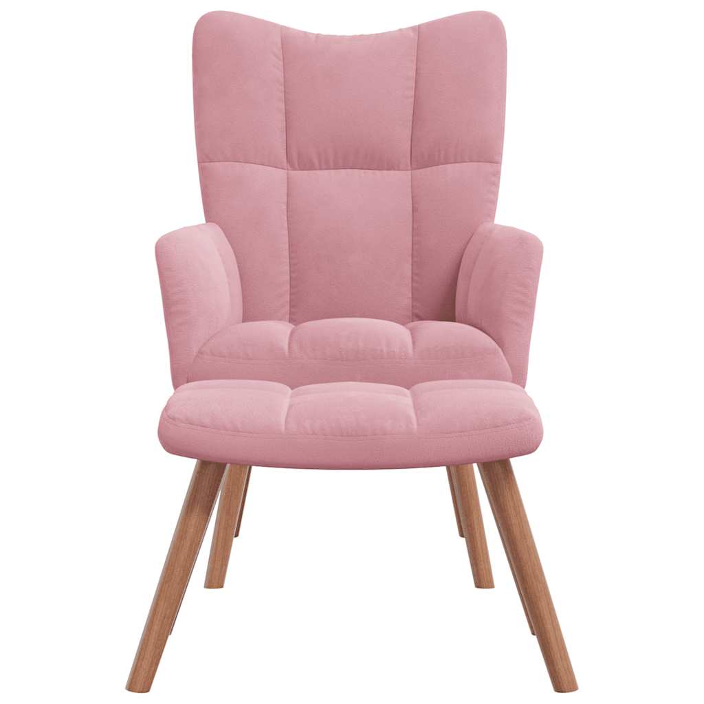 Chaise de relaxation avec repose-pied Rose Velours Fauteuils vidaXL