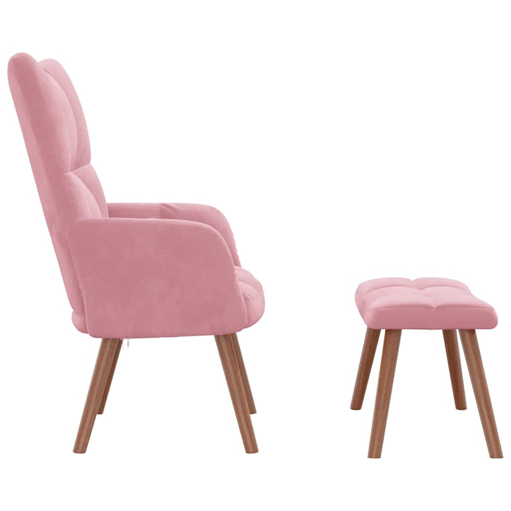 Chaise de relaxation avec repose-pied Rose Velours Fauteuils vidaXL