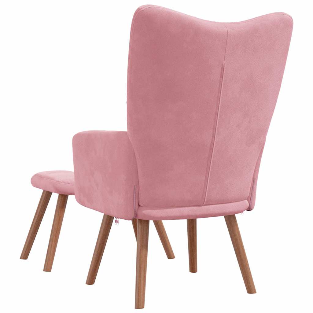 Chaise de relaxation avec repose-pied Rose Velours Fauteuils vidaXL