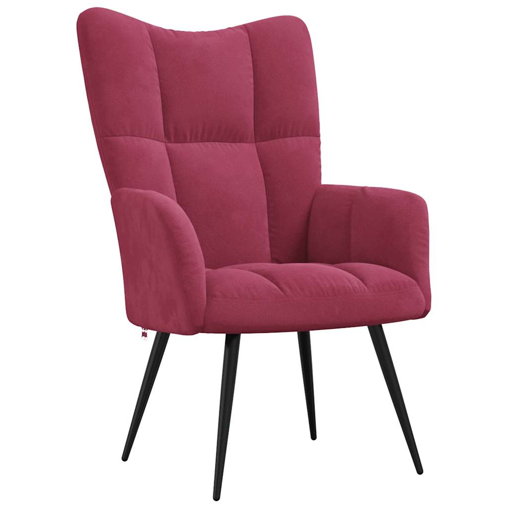 Chaise de relaxation avec tabouret Rouge bordeaux Velours Fauteuils vidaXL