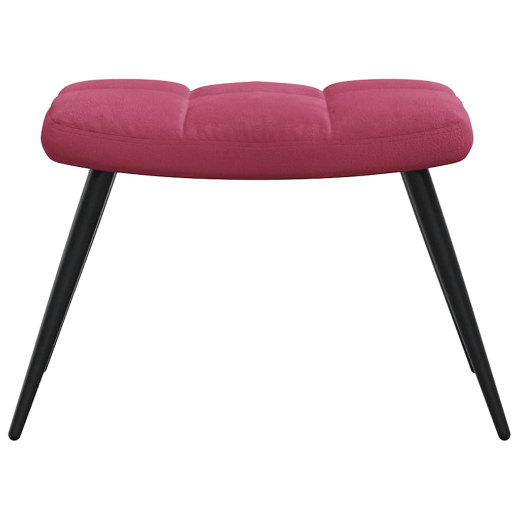 Chaise de relaxation avec tabouret Rouge bordeaux Velours Fauteuils vidaXL