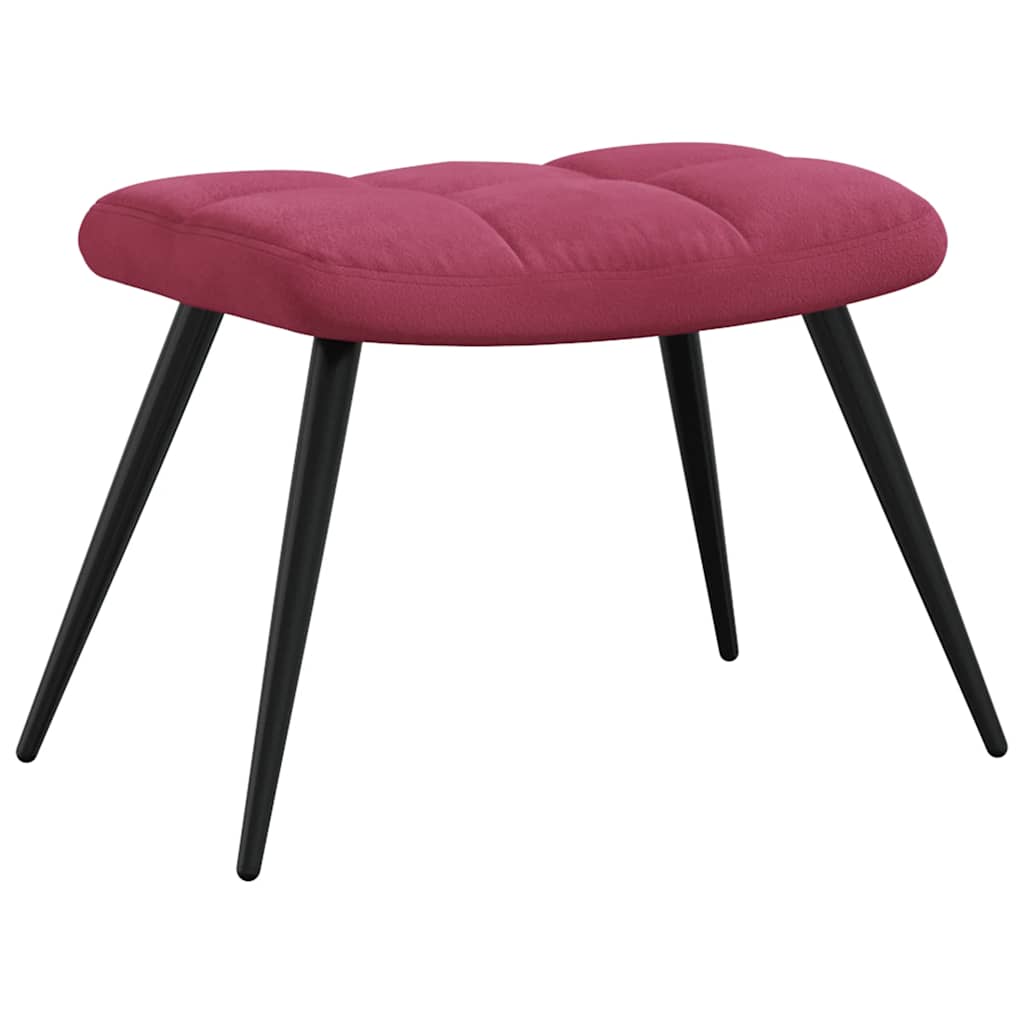 Chaise de relaxation avec tabouret Rouge bordeaux Velours Fauteuils vidaXL