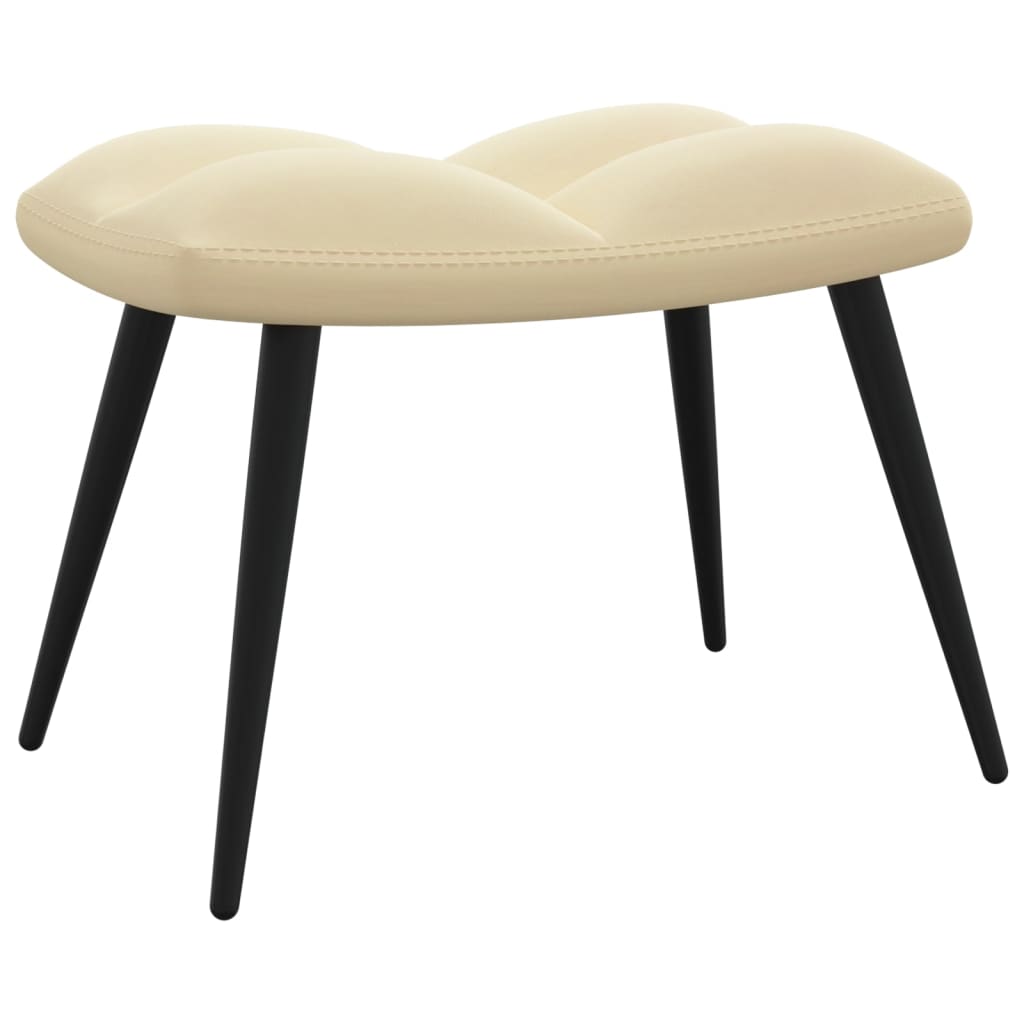 Chaise de relaxation avec repose-pied Blanc crème Velours Fauteuils vidaXL   