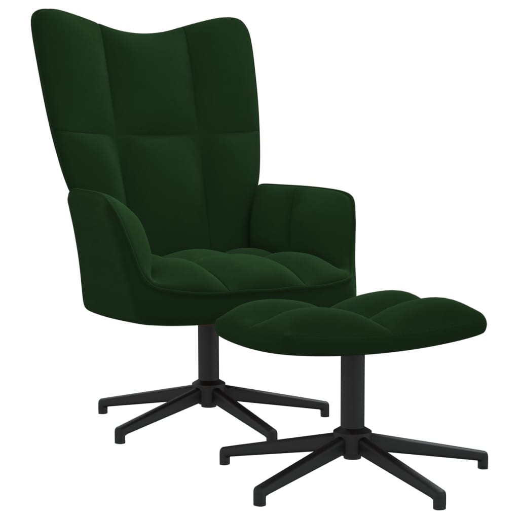 Chaise de relaxation avec tabouret Vert foncé Velours - Xios Store SNC