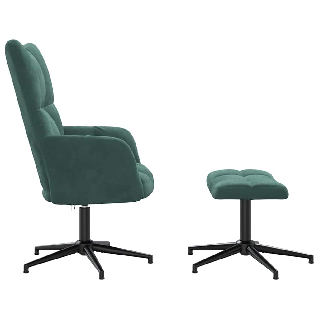 Chaise de relaxation avec tabouret Vert foncé Velours - Xios Store SNC