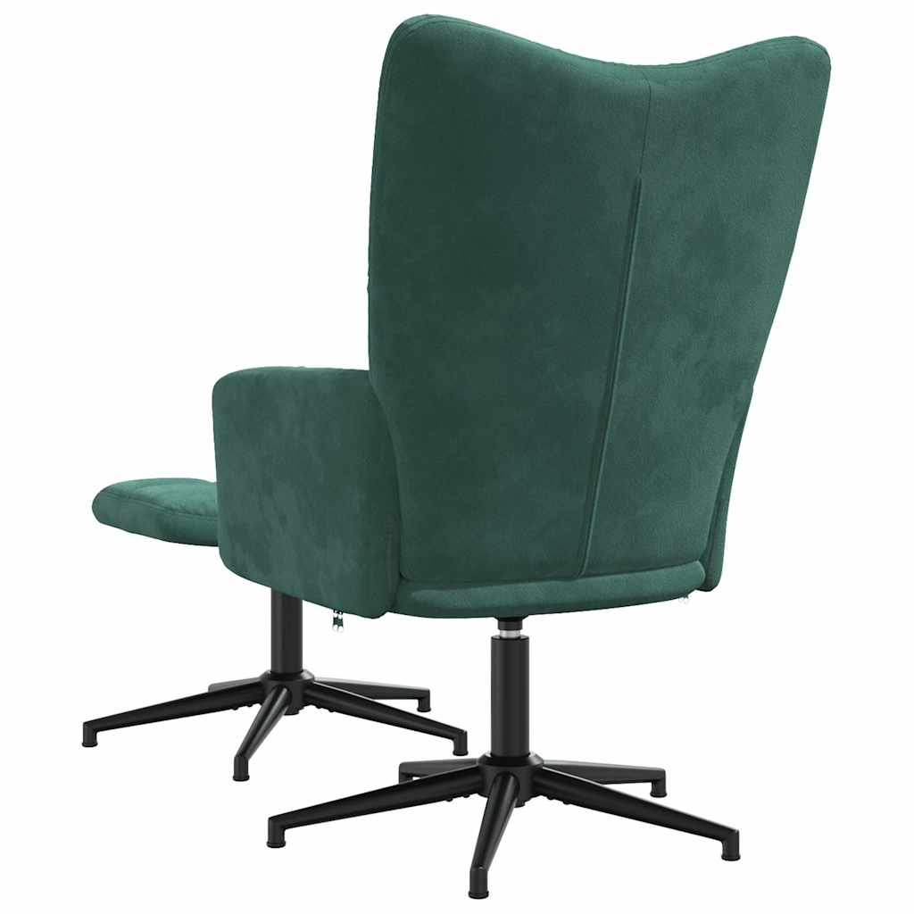 Chaise de relaxation avec tabouret Vert foncé Velours - Xios Store SNC