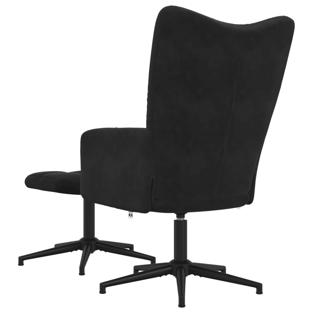 Chaise de relaxation avec tabouret Noir Velours Fauteuils vidaXL   