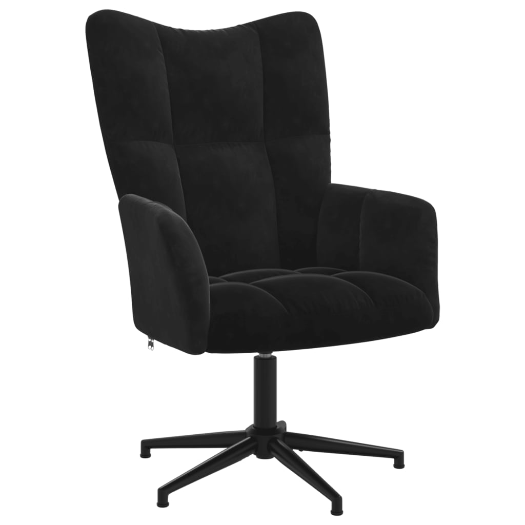 Chaise de relaxation avec tabouret Noir Velours Fauteuils vidaXL   