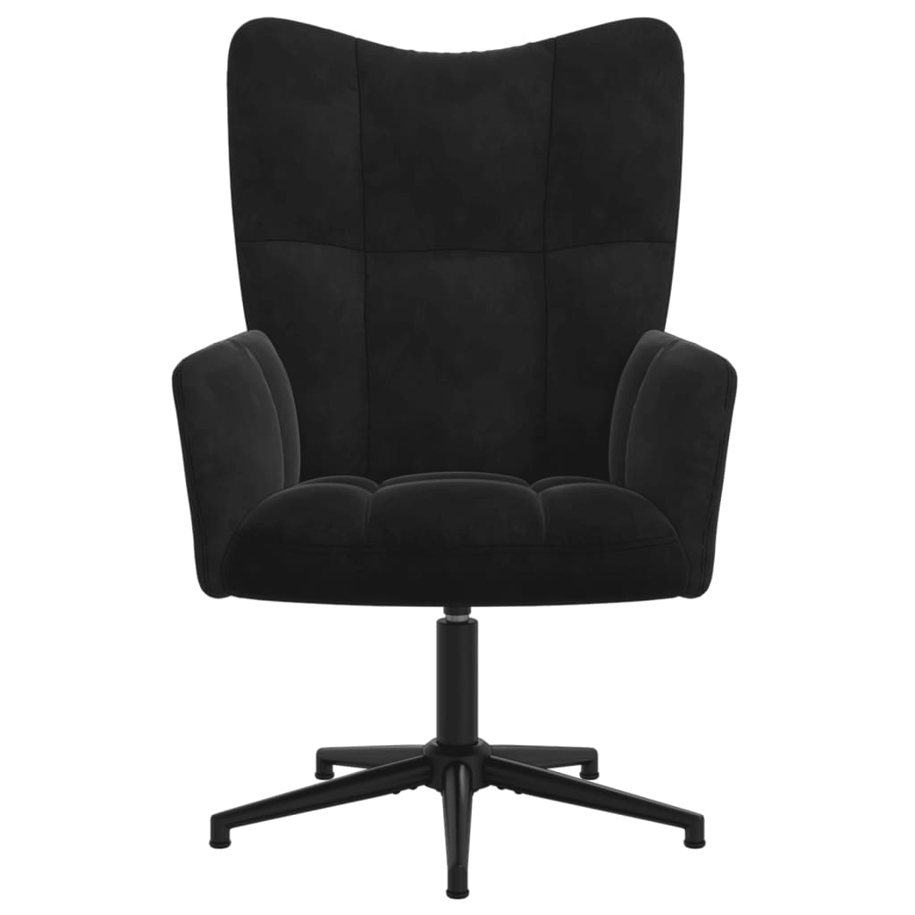 Chaise de relaxation avec tabouret Noir Velours Fauteuils vidaXL   