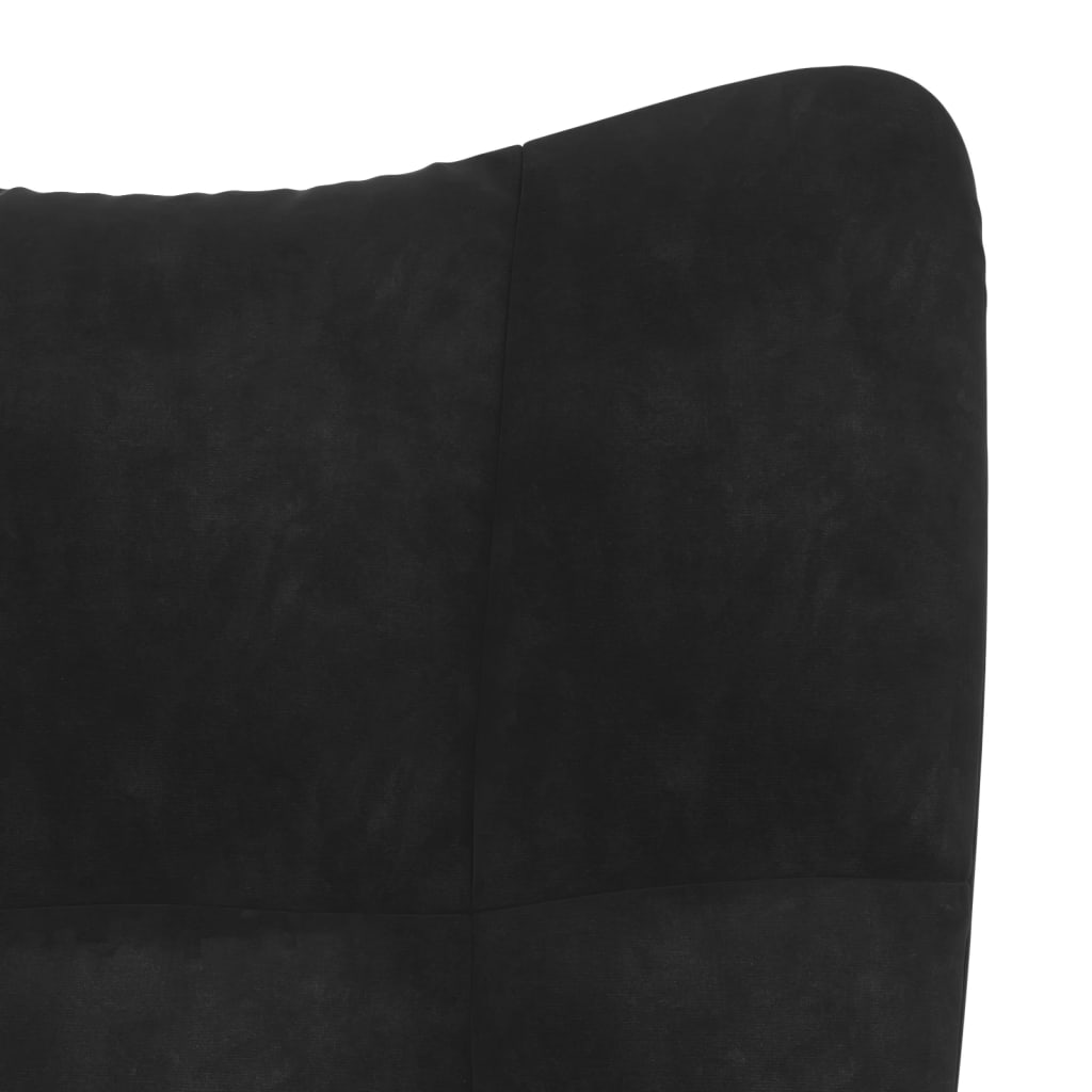 Chaise de relaxation avec tabouret Noir Velours Fauteuils vidaXL   